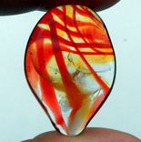 Guitar Pick Handblown Glass Lampwork Deep Red Twisted Yellow Fire 3 small