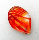 Guitar Pick Handblown Glass Lampwork Deep Red Twisted Yellow Fire 4 small