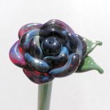 Glass Rose Long Stemmed Flower Forever Untamed Rose Hand Blown Amber Purple 1 small