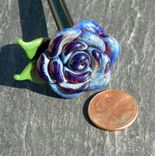Glass Rose Long Stemmed Flower Forever Untamed Rose Hand Blown Amber Purple 3 small