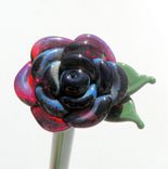Glass Rose Long Stemmed Flower Forever Untamed Rose Hand Blown Amber Purple 5 small