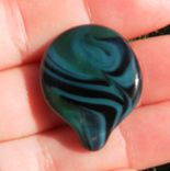 Guitar Pick Handblown Glass Lampwork Sra Blue Green Teal 2 small