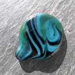 Guitar Pick Handblown Glass Lampwork Sra Blue Green Teal 3 small