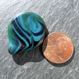 Guitar Pick Handblown Glass Lampwork Sra Blue Green Teal 4 small