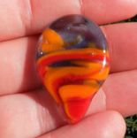 Guitar Pick Handblown Glass Lampwork Fire Orange Red And Blue 1 small