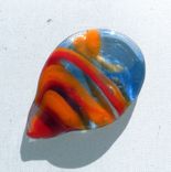 Guitar Pick Handblown Glass Lampwork Fire Orange Red And Blue 2 small
