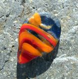 Guitar Pick Handblown Glass Lampwork Fire Orange Red And Blue 3 small