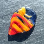 Guitar Pick Handblown Glass Lampwork Fire Orange Red And Blue 4 small