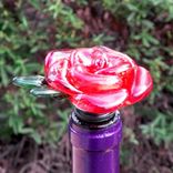 Bottle Stopper Glass Rose Red Flower Stainless Steel 1 small