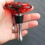 Bottle Stopper Glass Rose Red Flower Stainless Steel 5 small