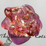 Glass Rose Long Stemmed Flower Forever Untamed Rose Hand Blown Gold Pink 1 small