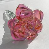 Glass Rose Long Stemmed Flower Forever Untamed Rose Hand Blown Gold Pink 3 small