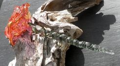 Glass Rose Long Stemmed Flower Forever Untamed Rose Hand Blown Gold Pink 5 small