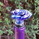 Wine Bottle Stopper Glass Rose Blue Flower Stainless Steel Untamed Rose 2 small