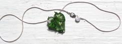 Glass Heart Pendant, Wildflower Garden Heart, Green With White Flowers Necklace 2 small