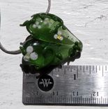 Glass Heart Pendant, Wildflower Garden Heart, Green With White Flowers Necklace 3 small