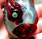 Dragon Egg Glass Statue, Flamework Sculptural, Lampwork Handblown Dragonette Sra Fiery Red 2 small
