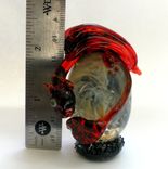 Dragon Egg Glass Statue, Flamework Sculptural, Lampwork Handblown Dragonette Sra Fiery Red 3 small