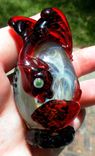 Dragon Egg Glass Statue, Flamework Sculptural, Lampwork Handblown Dragonette Sra Fiery Red 4 small