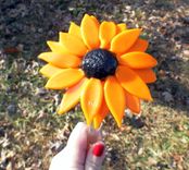 Black Eyed Susan, Lampwork Hand Blown Glass Flowers, Spring Daisies Sun Flower, Boro Sra 5 small
