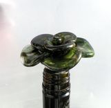 Wine Bottle Stopper Glass Rose Green, Hand Blown Rose, Lampwork Sra Rose, Flower Stainless Steel 2 small