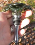 Wine Bottle Stopper Glass Rose Green, Hand Blown Rose, Lampwork Sra Rose, Flower Stainless Steel 3 small