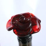 Wine Bottle Stopper Glass Rose Red, Hand Blown Rose Flower Stainless Steel, Gift For Wino 1 small