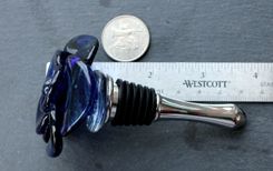 Wine Bottle Stopper Glass Rose Red, Hand Blown Rose Flower Stainless Steel, Gift For Wino 2 small