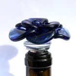 Wine Bottle Stopper Glass Rose Red, Hand Blown Rose Flower Stainless Steel, Gift For Wino 3 small