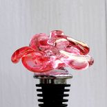 Wine Bottle Stopper Glass Rose Red, Hand Blown Rose Flower Stainless Steel, Gift For Wino 4 small