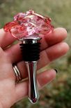 Wine Bottle Stopper Glass Rose Red, Hand Blown Rose Flower Stainless Steel, Gift For Wino 5 small