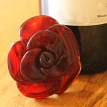 Wine Bottle Stopper Glass Rose Red, Hand Blown Rose Flower Stainless Steel, Gift For Wino 6 small
