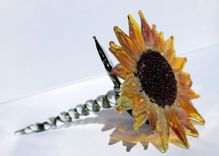 Glass Sun Flower, Hand Blown And Gorgeous ! 6 small
