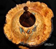 Alligator Juniper Burl Hollow Vessel W/Finial Top 4 small