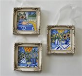 Cat And Sunflower Acrylic Painting, 5" X 5", Original Acrylic Art Canvas 3 small