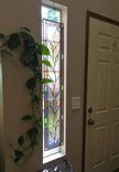 Deco Leaves Rose Glass Window Panel 3 small