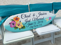 Beach Hawaiian Wedding Photography Decor, Hibiscus Just Married Sign. 2 small