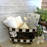 Vintage Check Small Towel Caddy Holder Black And White Check Vanity Organizer 5 small