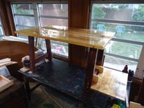 Reclaimed Mill Table Desk With Printer Stand And Drawer 3 small