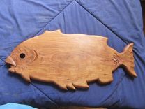 Hand Carved Hanging Fish Cutting Board. 5 small