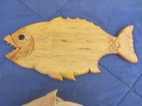 Hand Carved Hanging Fish Cutting Board. 7 small