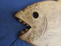 Hand Carved Hanging Fish Cutting Board. 8 small