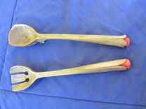 Handcarved Wooden Salad Sets 1 small