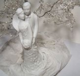 Wedding Cake Topper Tree Of Life Sculpture - Modern Porcelain Couple Figurine, Winter Wedding 4 small