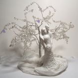 Wedding Cake Topper Tree Of Life Sculpture - Modern Porcelain Couple Figurine, Winter Wedding 5 small