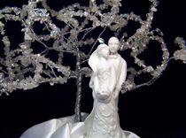 Wedding Cake Topper Tree Of Life Sculpture - Modern Porcelain Couple Figurine 1 small