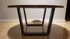 Round Walnut Top With Metal Base Coffee Table 2 small