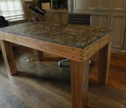 Walnut Parsons Style Desk With Granite Top 2 small