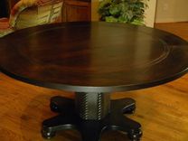 62" Diameter Espresso Stained Hickory Pecan Dining Table 4 small