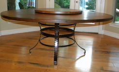 72" Diameter Dining Table From Reclaimed Boxcar Planks 2 small
